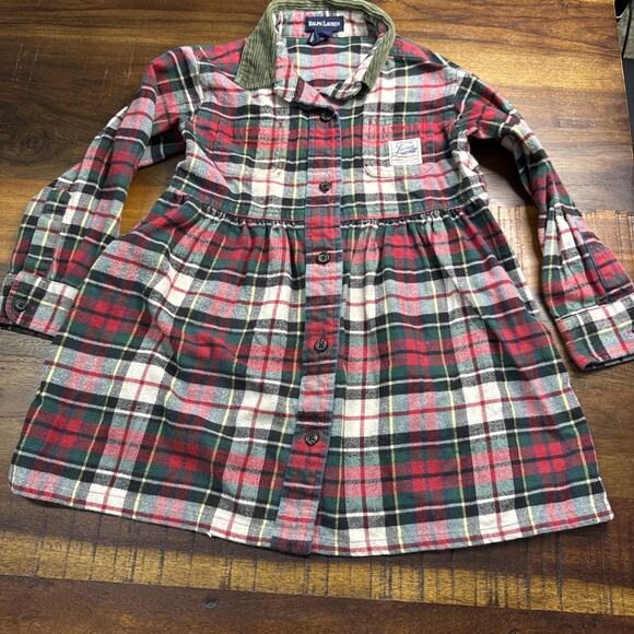 Ralph Lauren Girls Plaid Dress Rare Find size 4 Long Sleeve Y2K 100% Cotton - Picture 1 of 4